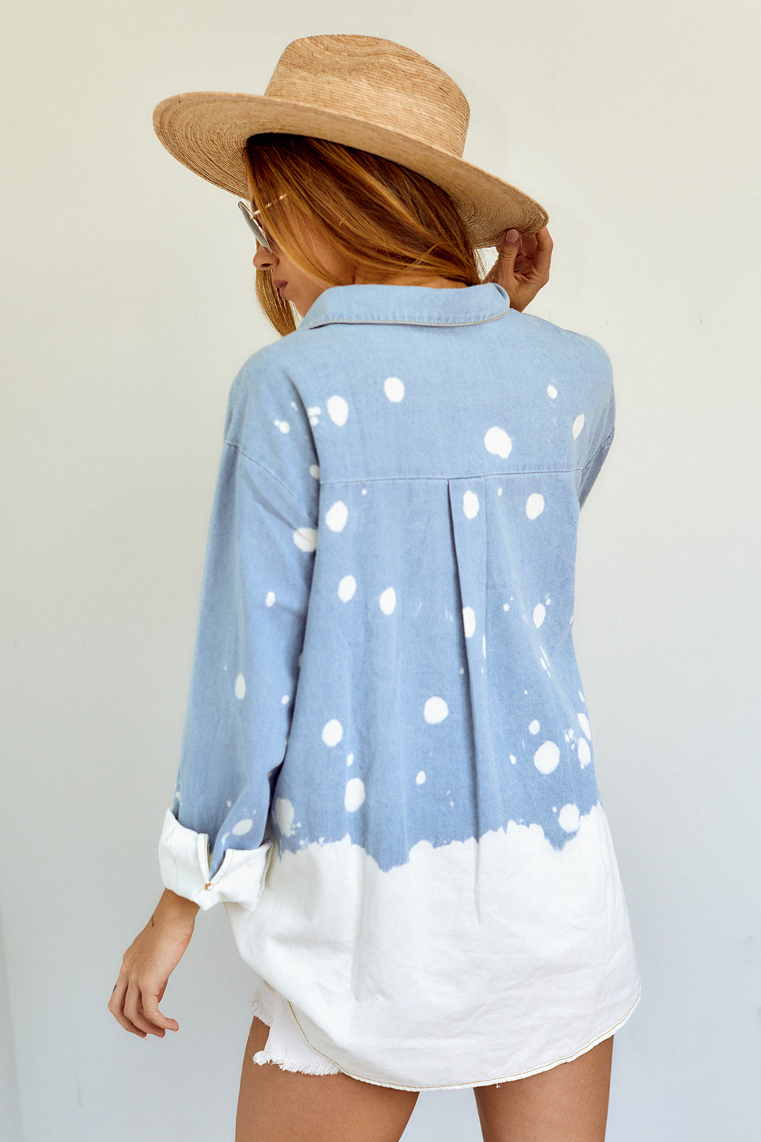 Lyra Splattered Denim Button Down - fab'rik