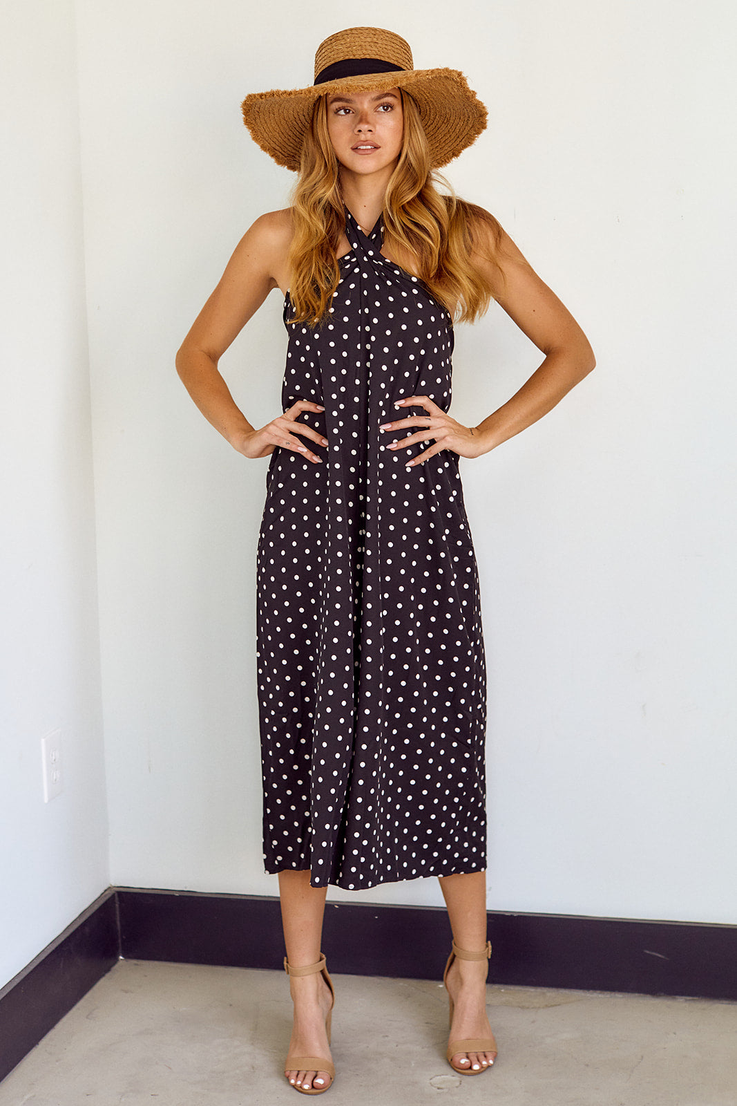 Corvie Halter Polka Dot Jumpsuit - fab'rik