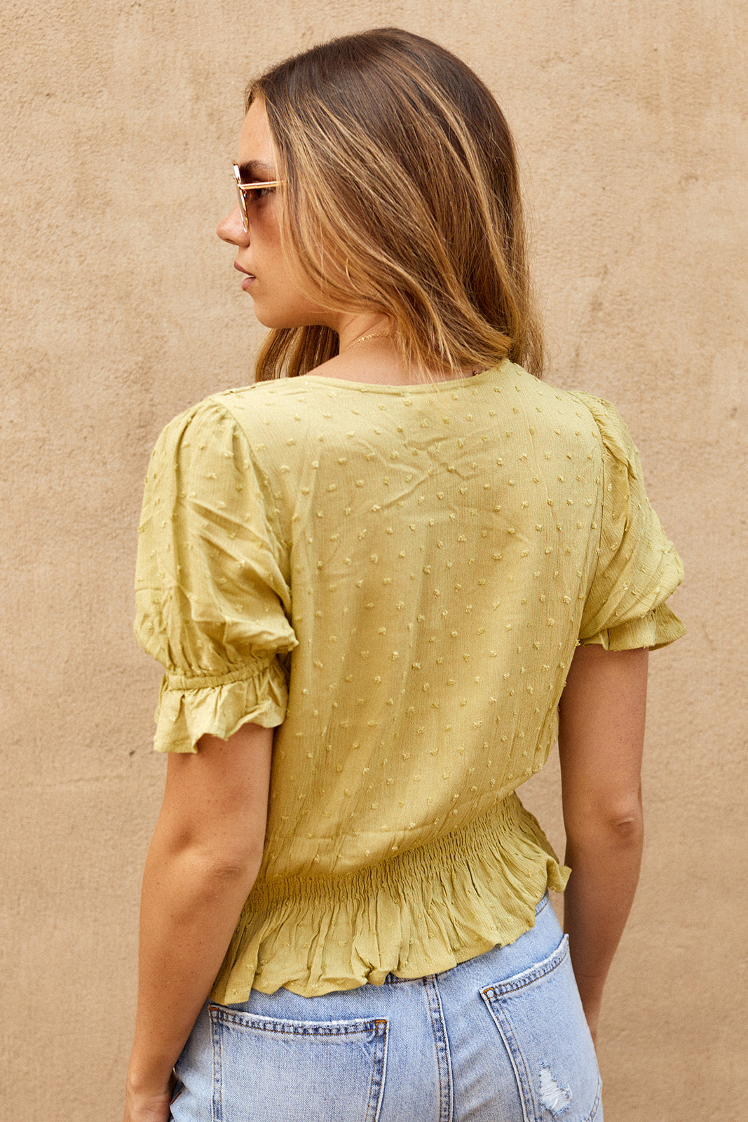 SALE - Romlie Lace Up Front Peplum Blouse - fab'rik