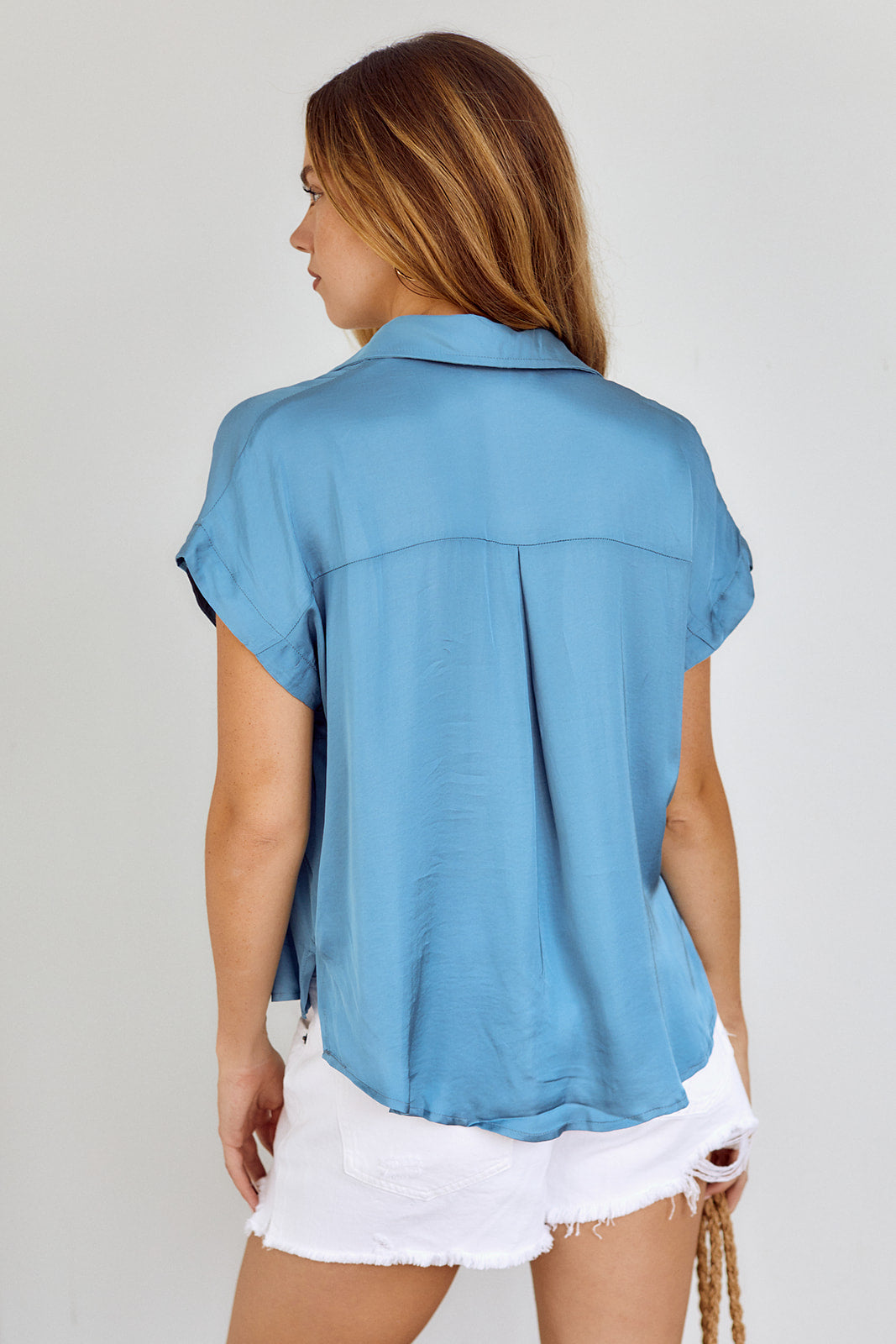 SALE - Floris Button Front Satin Blouse - fab'rik