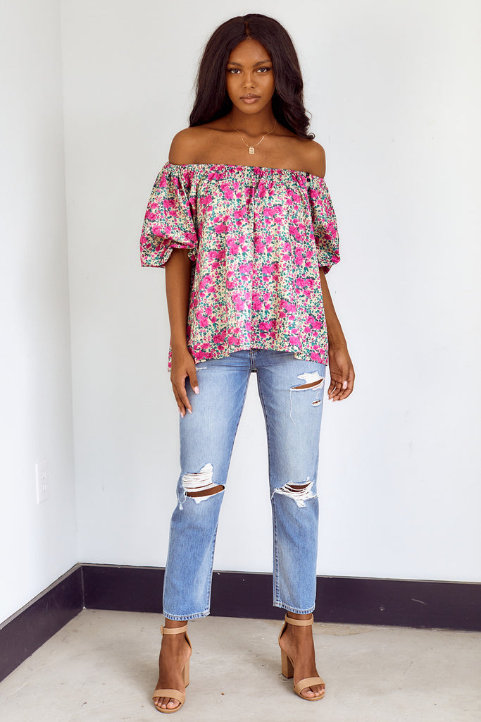 SALE - Ida Floral Printed Puff Sleeve Blouse - fab'rik