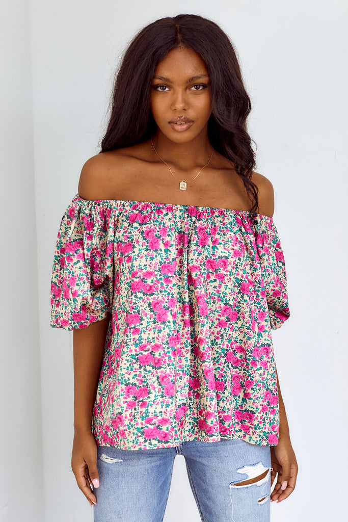 SALE - Ida Floral Printed Puff Sleeve Blouse - fab'rik