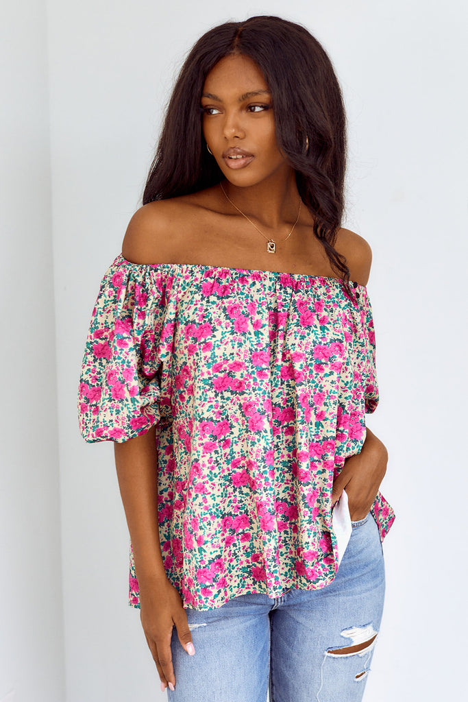 SALE - Ida Floral Printed Puff Sleeve Blouse - fab'rik