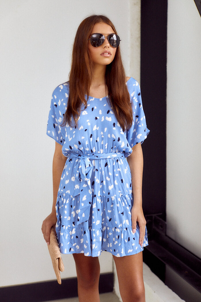SALE - Ember Printed Tiered Mini Dress - fab'rik