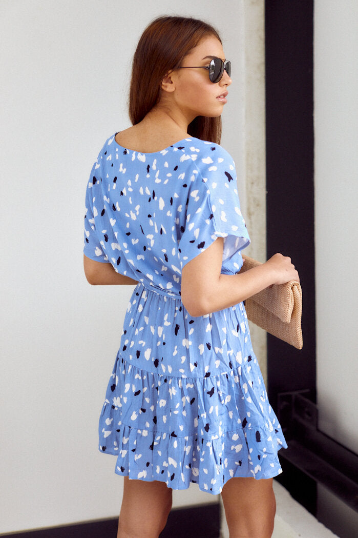 SALE - Ember Printed Tiered Mini Dress - fab'rik