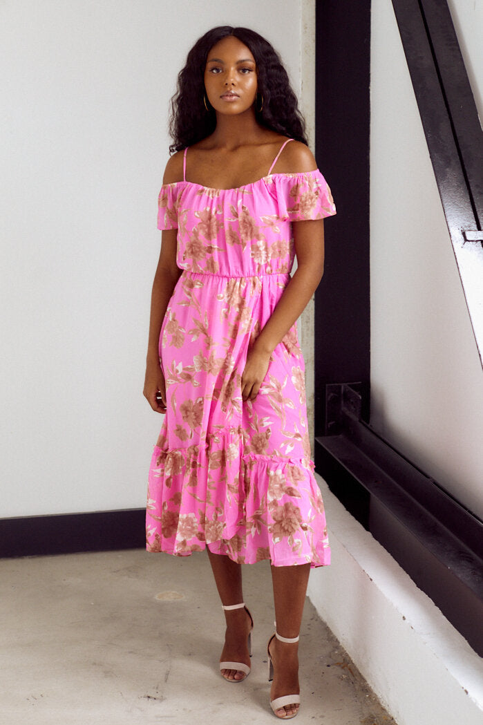 SALE - Monroe Off The Shoulder Midi Dress - fab'rik