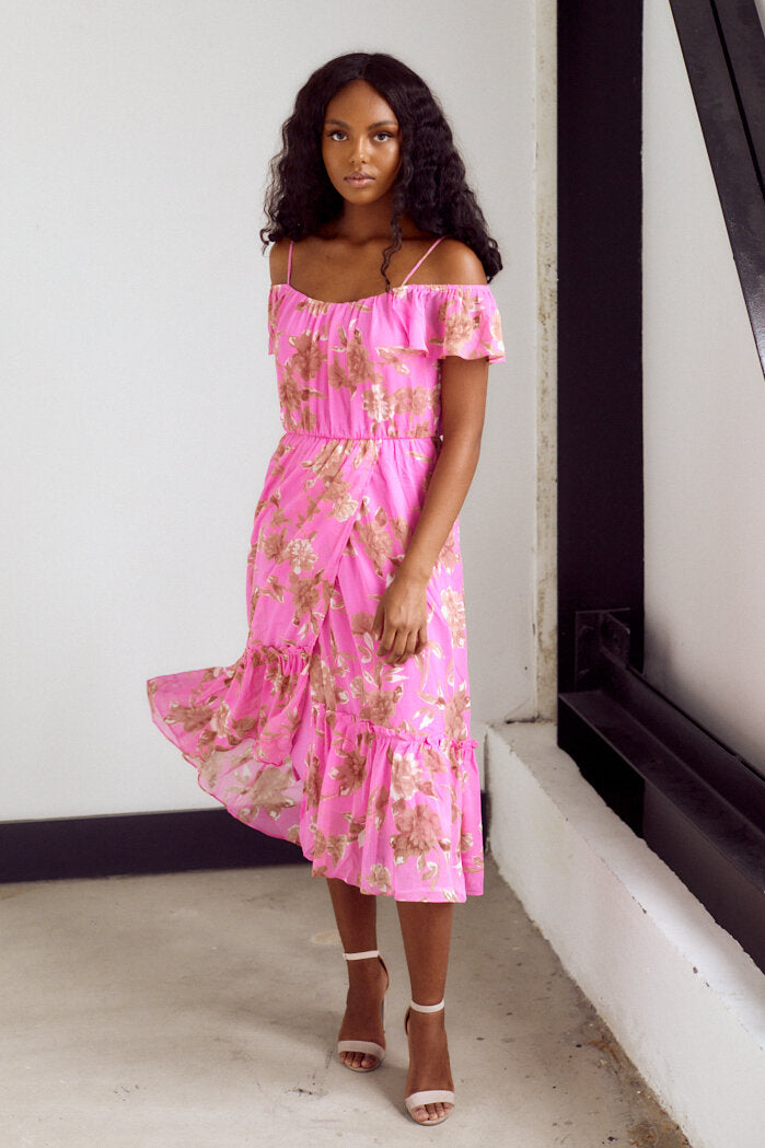 SALE - Monroe Off The Shoulder Midi Dress - fab'rik