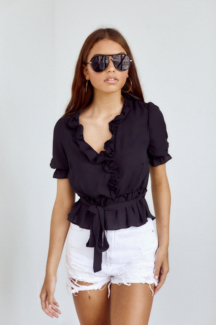 SALE - Evelyn Ruffled Tie Detail Blouse - fab'rik