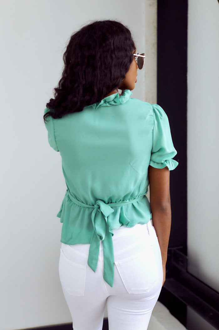 SALE - Evelyn Ruffled Tie Detail Blouse - fab'rik