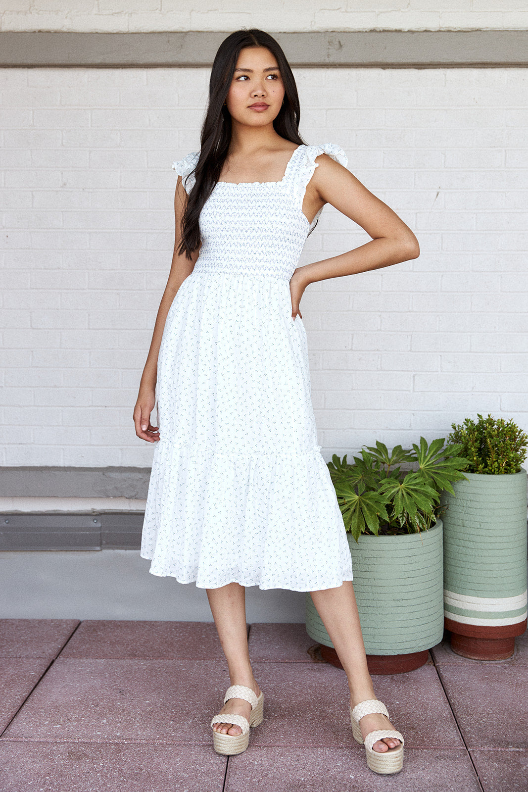 Marion Ruffle Detail Midi Dress - fab'rik