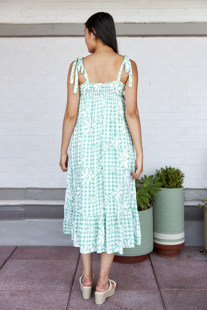 Claudia Floral Gingham Midi Dress - fab'rik