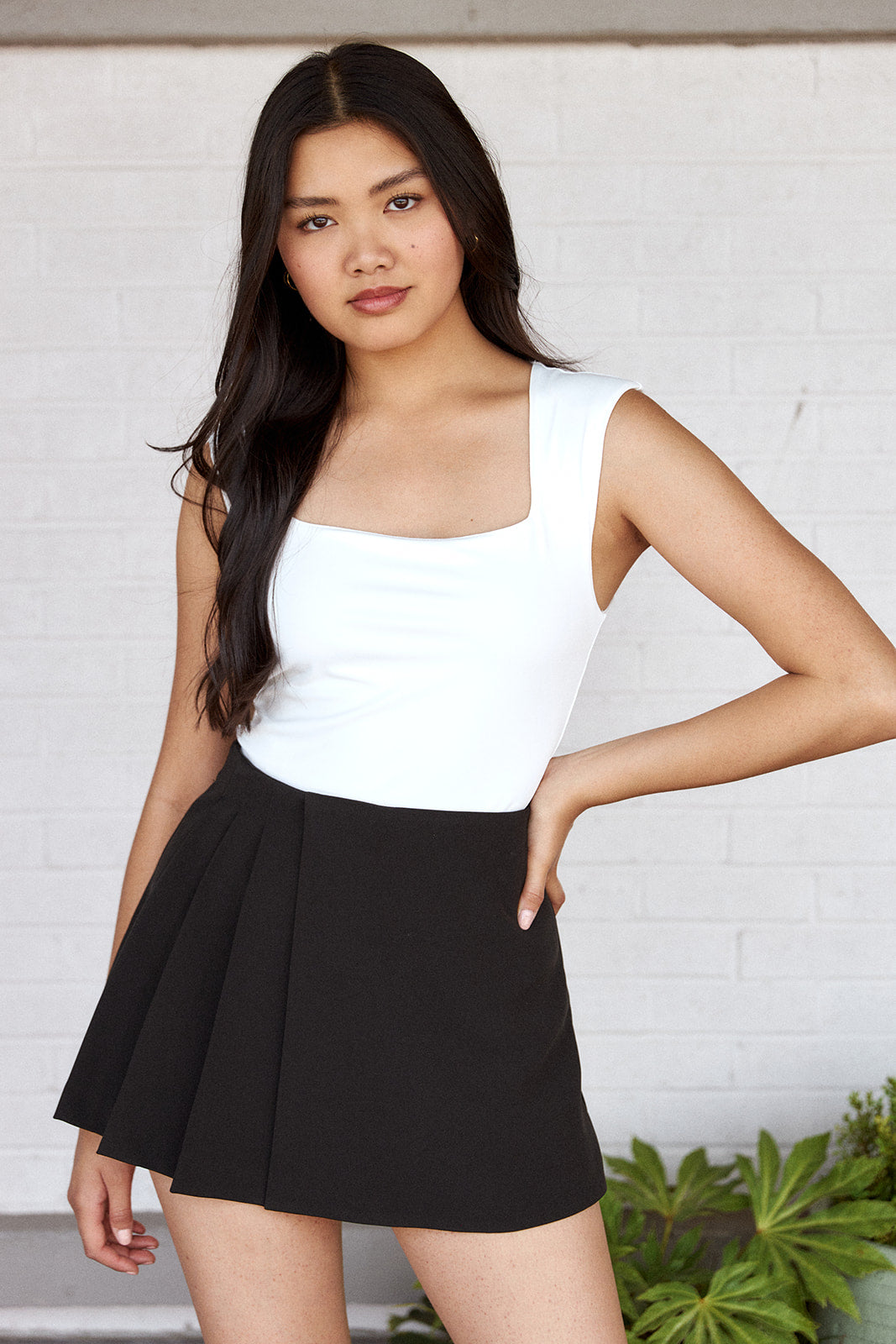 Dante Side Pleat Mini Skort - fab'rik