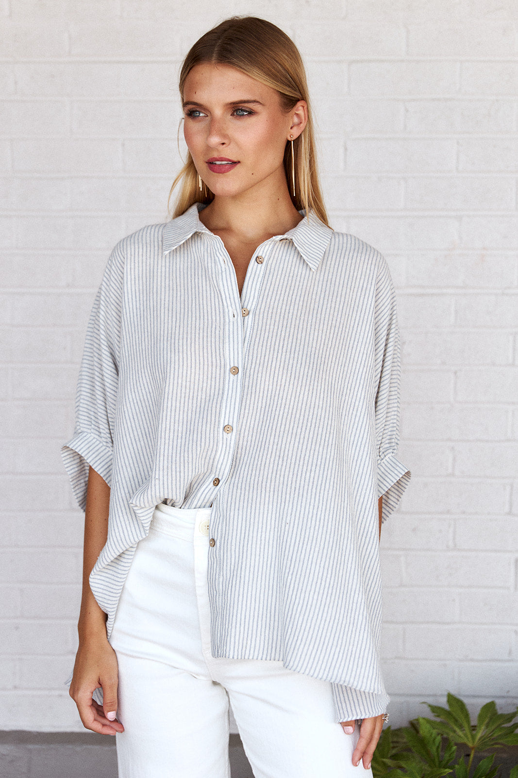 Lilith Striped Button Down Top - fab'rik