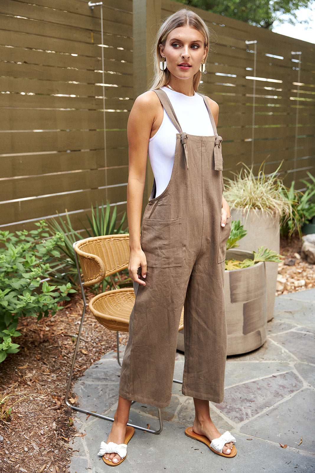 Aspen Knot Detail Linen Jumpsuit - fab'rik