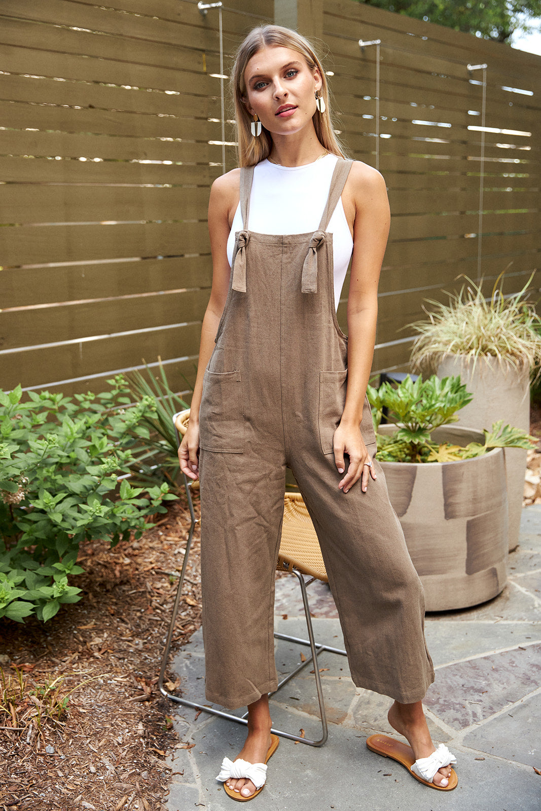 Aspen Knot Detail Linen Jumpsuit - fab'rik