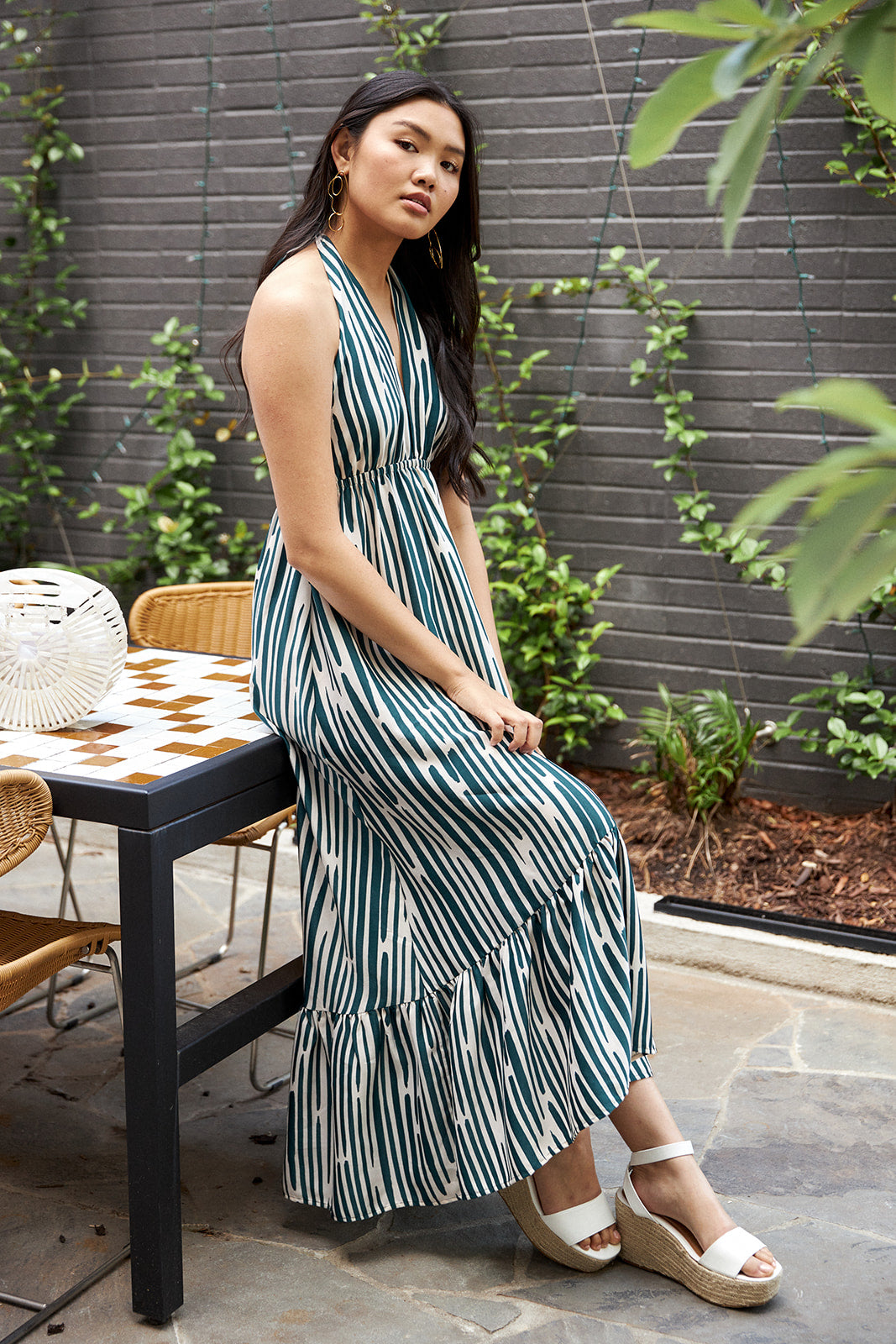 Adelet Printed Halter Maxi Dress - fab'rik