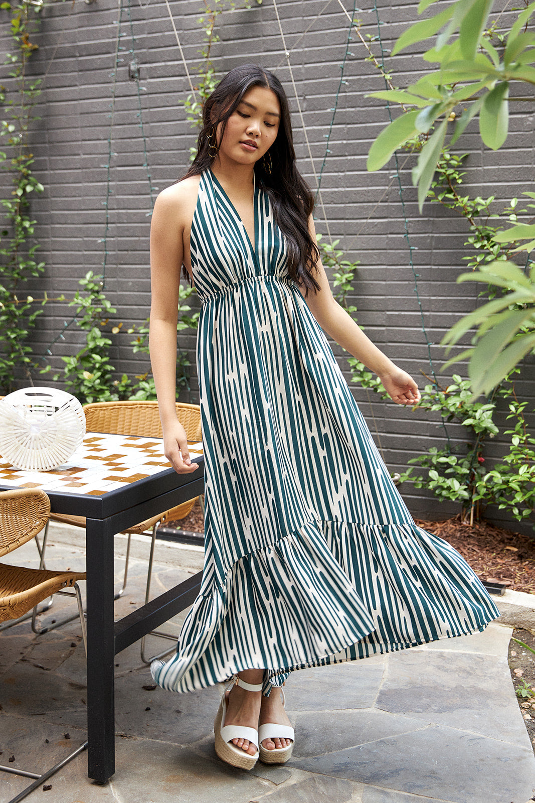 Adelet Printed Halter Maxi Dress - fab'rik