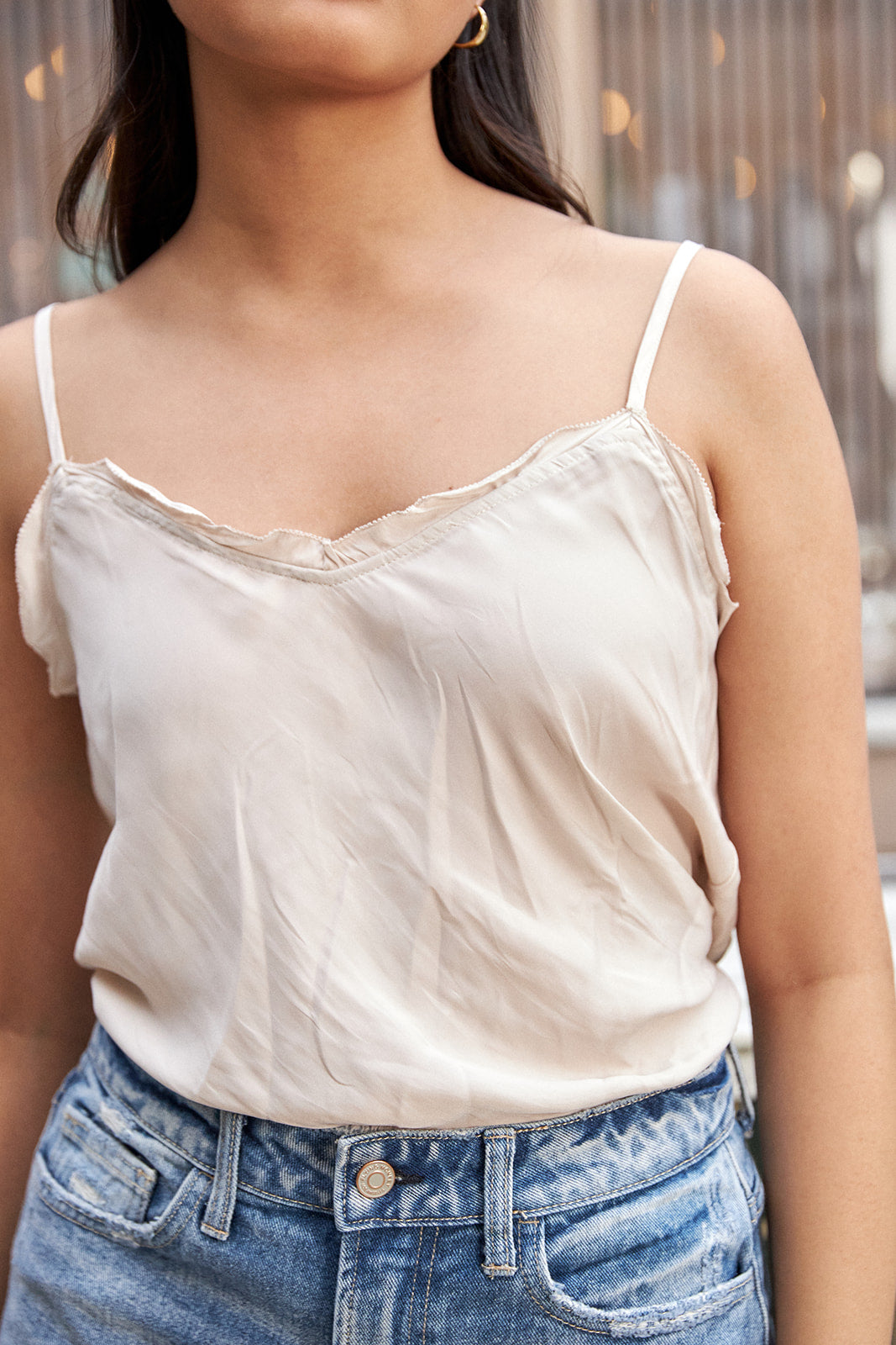 Emmett V Neck Raw Hem Tank - fab'rik