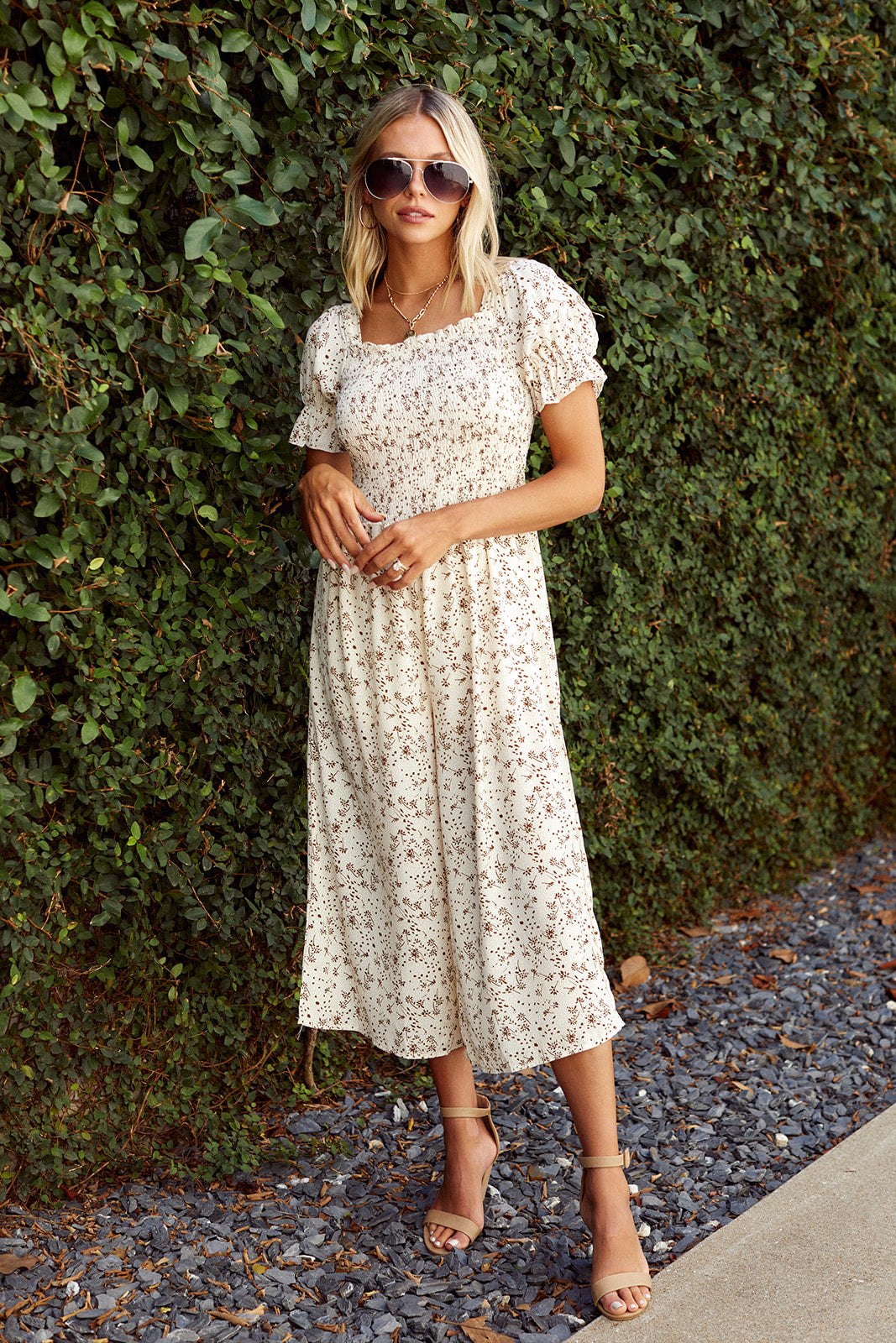 SALE - Jacksyn Puffed Sleeve Smocked Jumpsuit - fab'rik