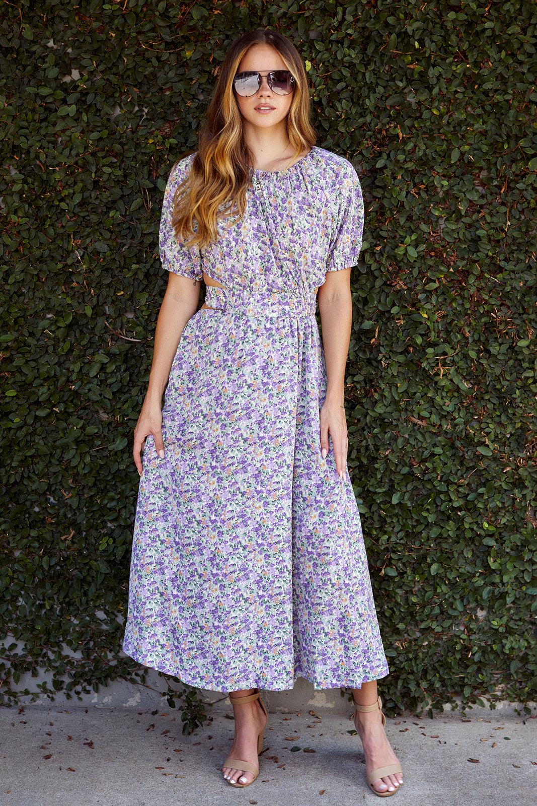 SALE - Mercie Cut Out Floral Midi Dress - fab'rik