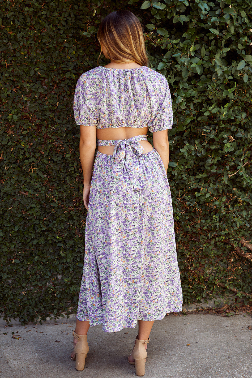 SALE - Mercie Cut Out Floral Midi Dress - fab'rik
