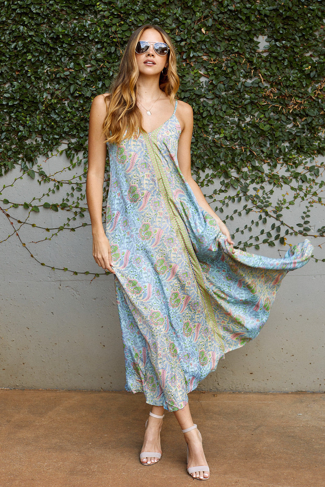 SALE - Capella Tie Back Printed Maxi Dress - fab'rik