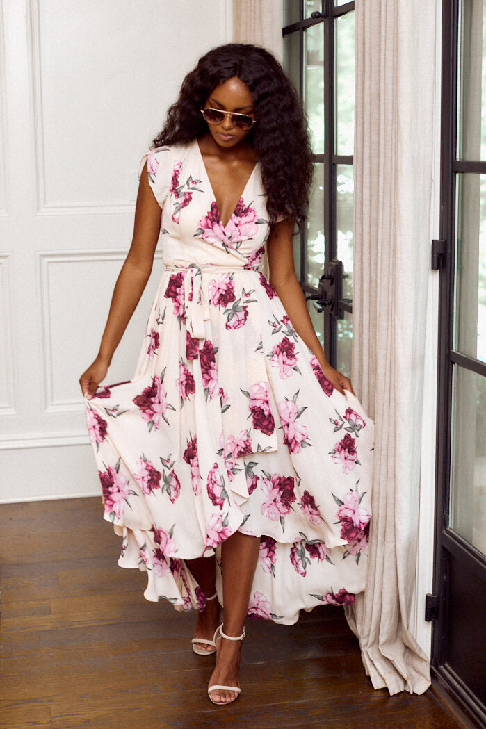 Layne Floral Print Wrap Maxi Dress - fab'rik