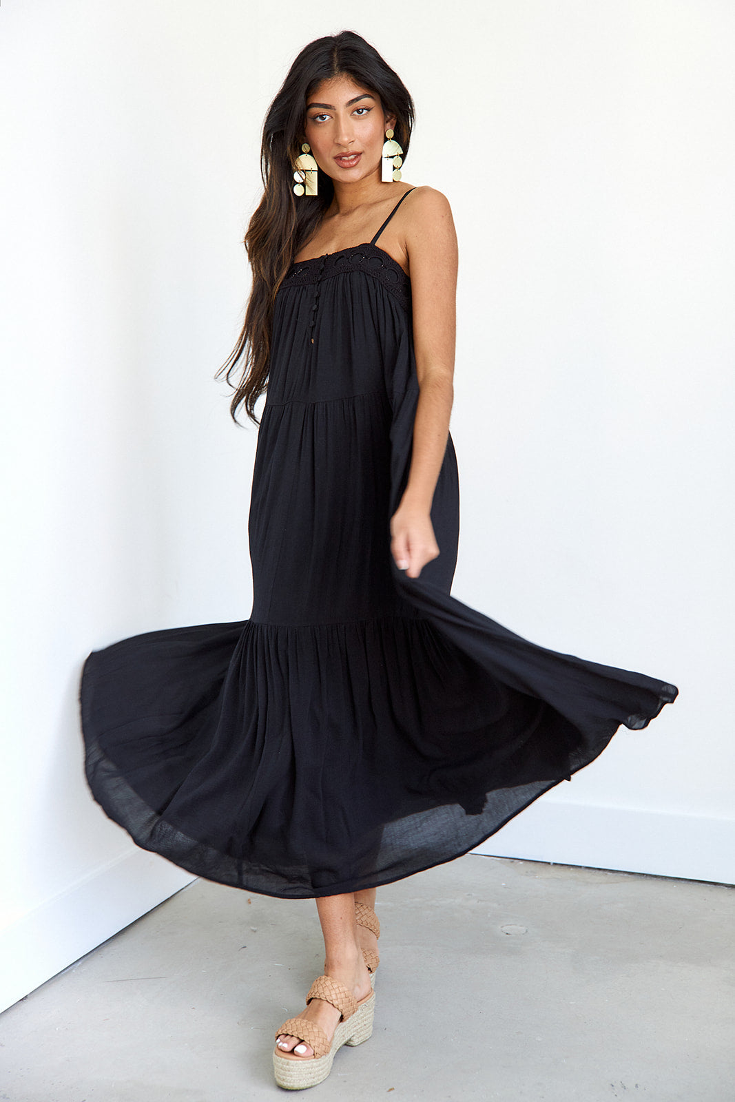 Delaney Crochet Trim Maxi Dress - fab'rik