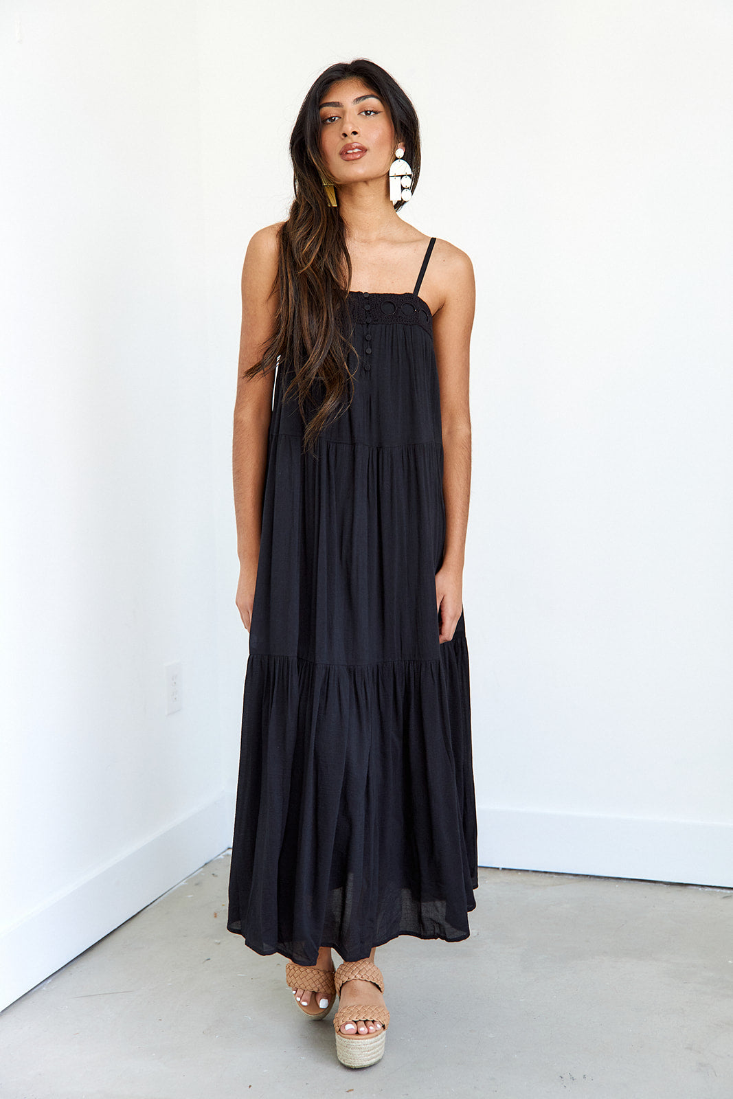 Delaney Crochet Trim Maxi Dress - fab'rik