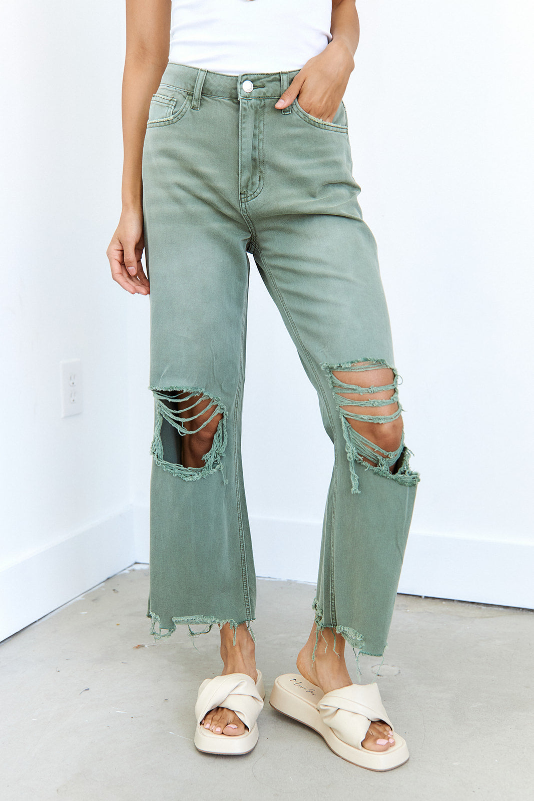 Sunny 90's Vintage Crop Flare Jeans - fab'rik