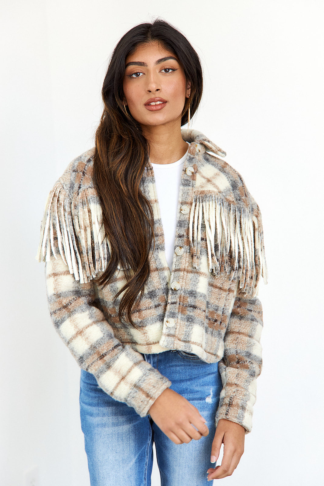 Take Note Fringe Shacket - fab'rik