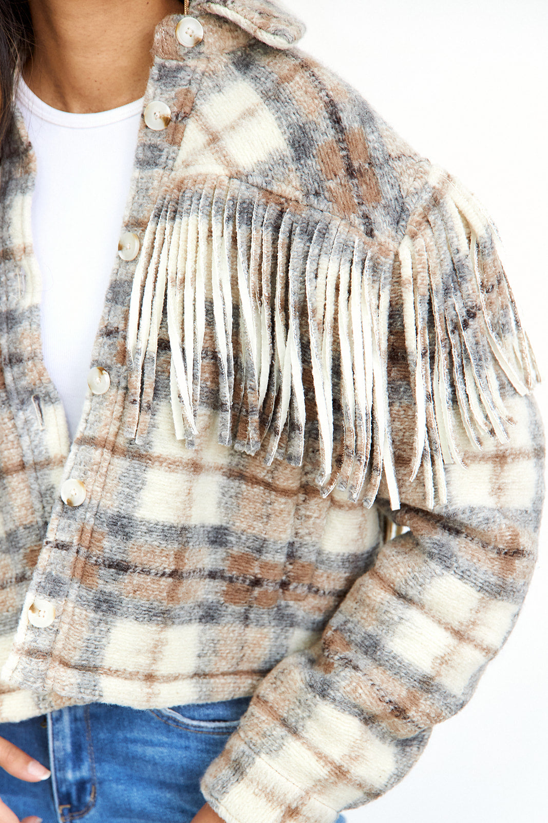 Take Note Fringe Shacket - fab'rik