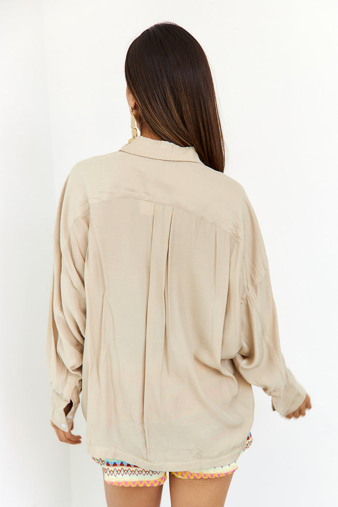 Aubrey Button Down Twist Front Top - fab'rik