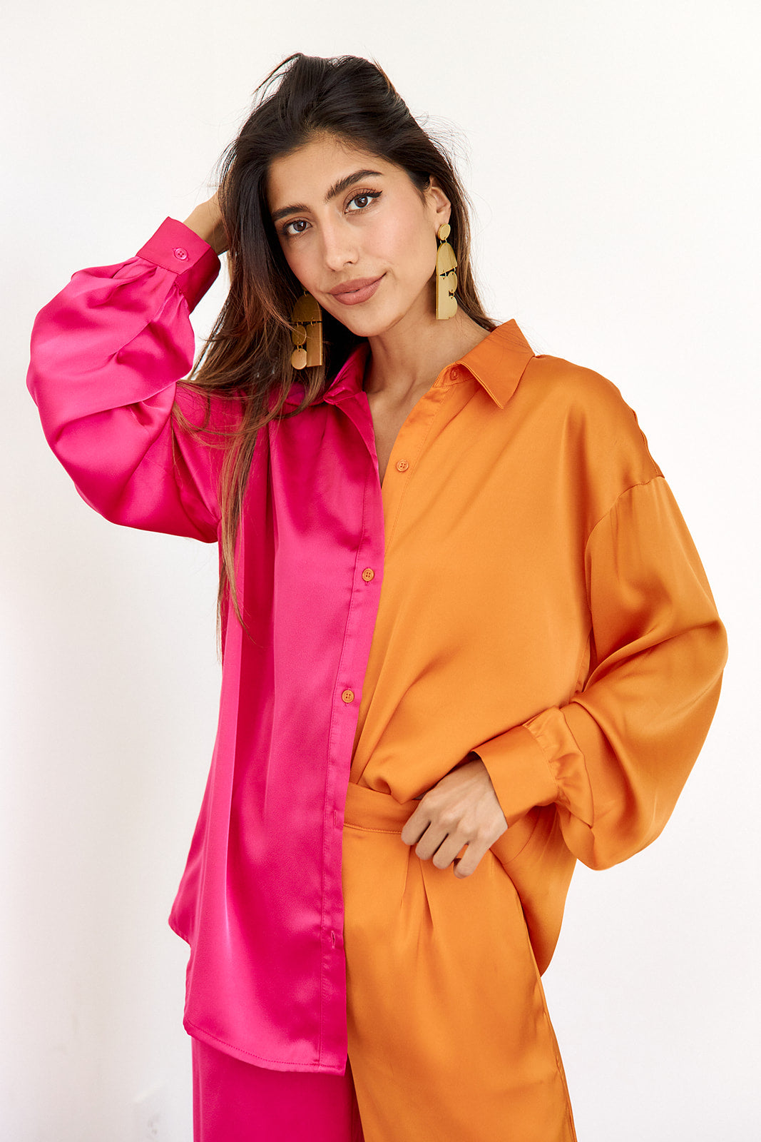 Jupiter Two Toned Button Down Top - fab'rik