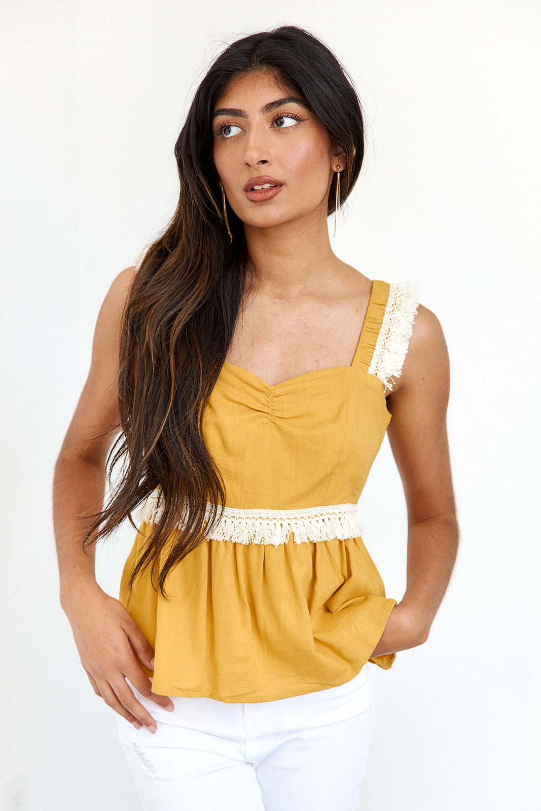 Grace Fringe Detail Linen Top - fab'rik
