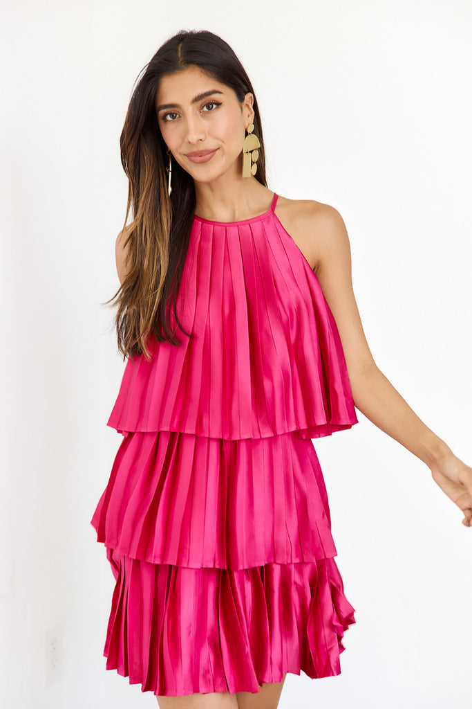 Azia Pleated Ruffle Dress - fab'rik