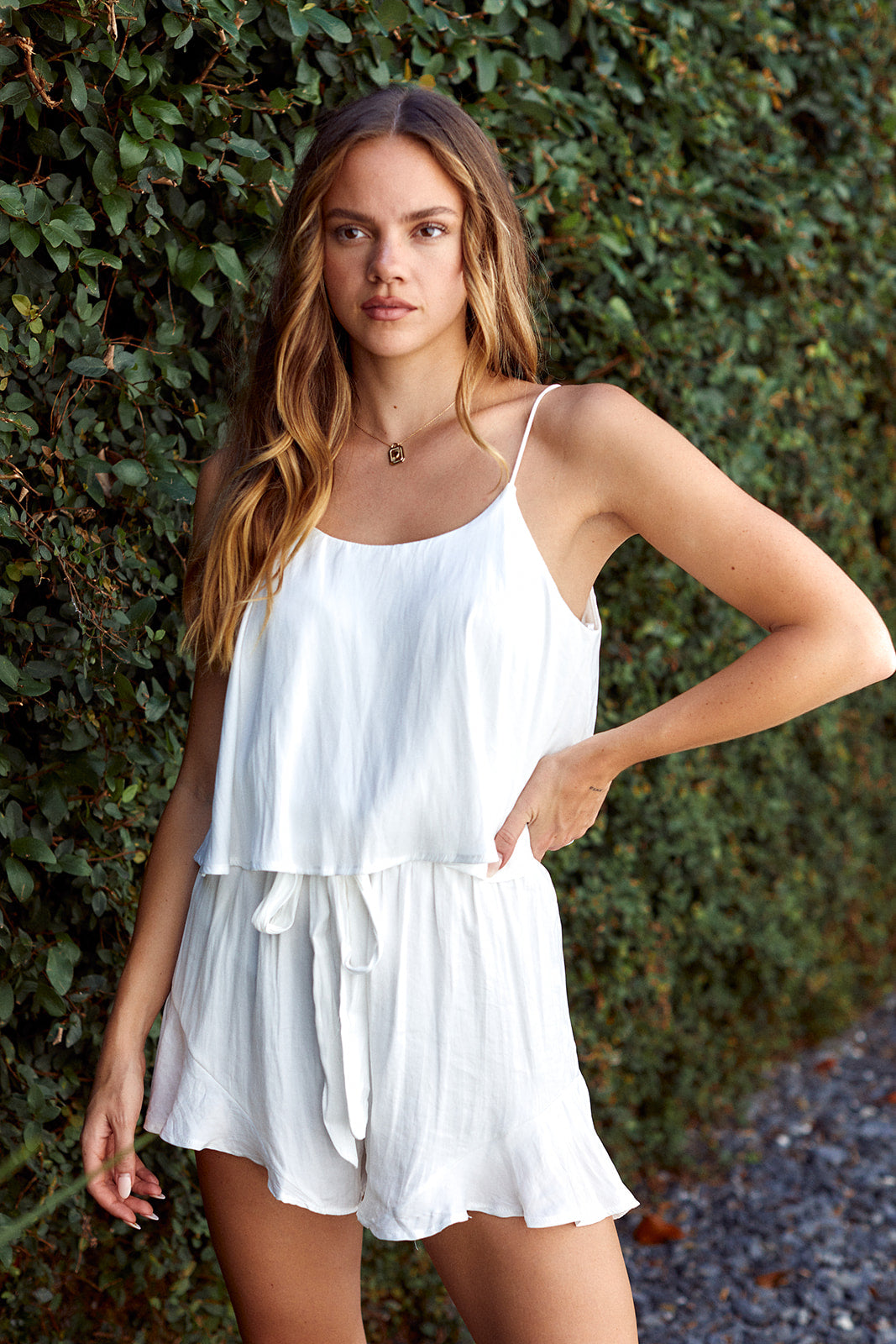 SALE - Slayde Overlay Tie Waist Romper - fab'rik