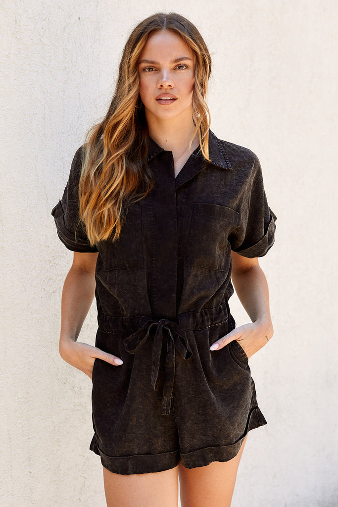 SALE - Laramie Denim Knit Romper - fab'rik