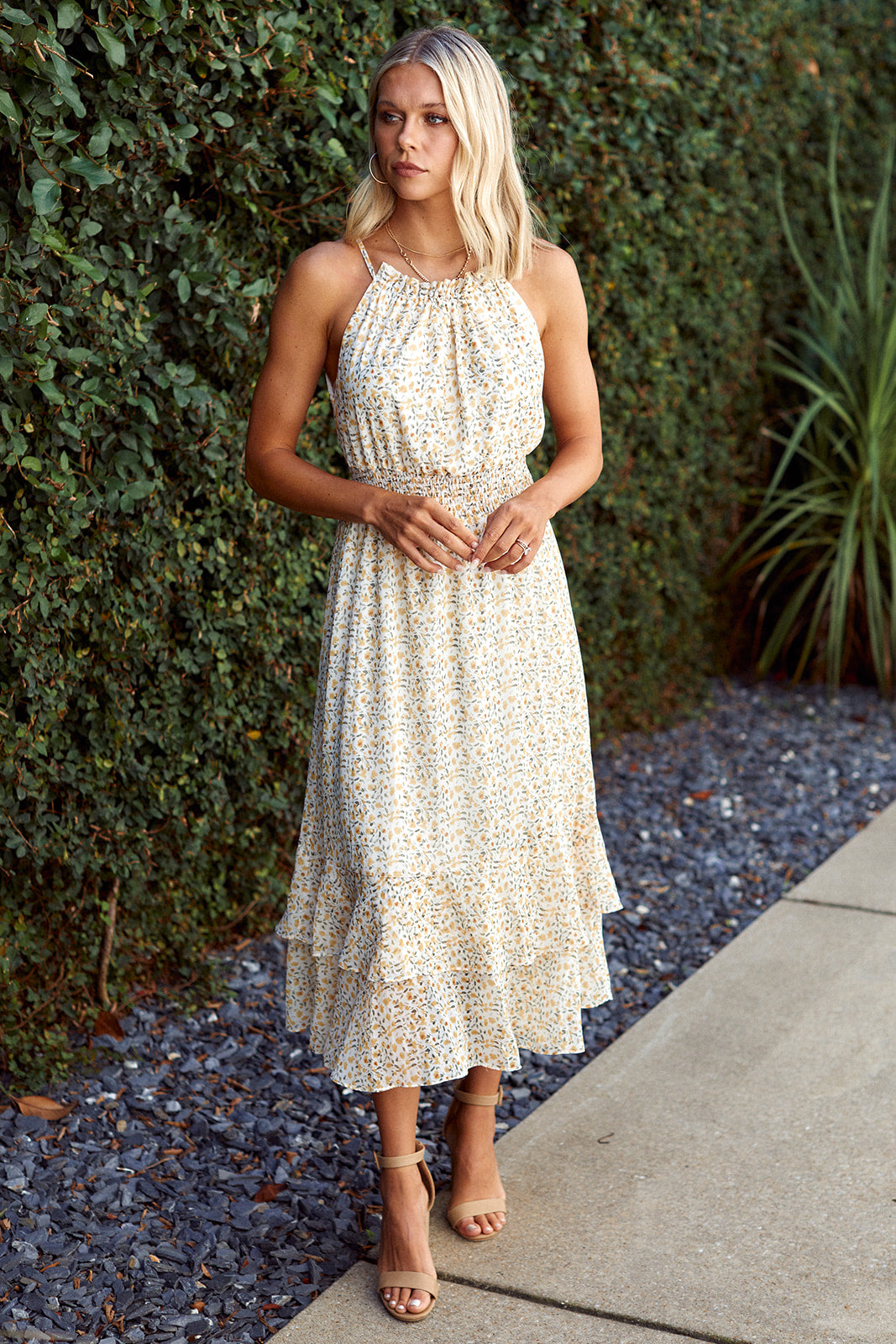 SALE - Navie Smocked Floral Maxi - fab'rik