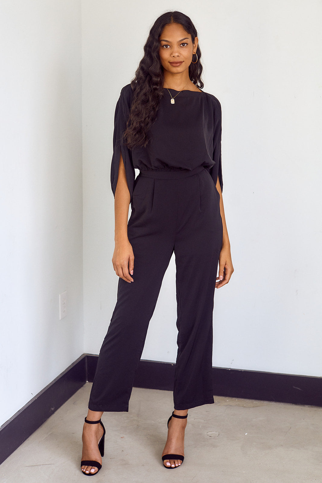 Wright Short Sleeve Satin Jumpsuit - fab'rik