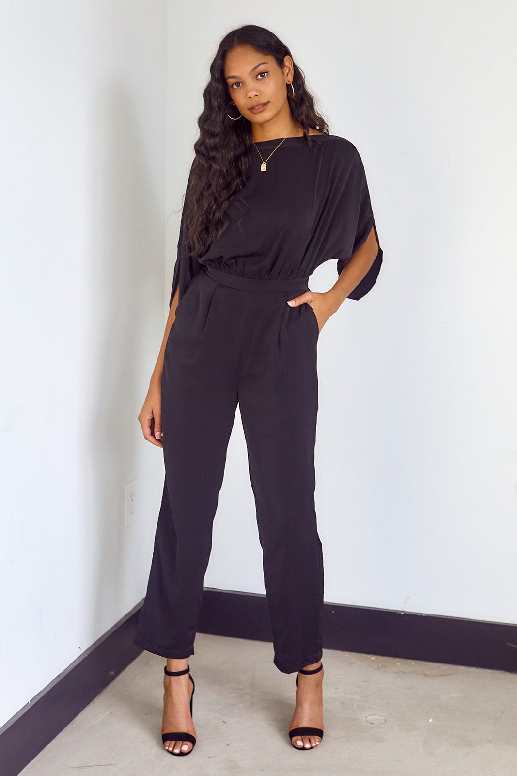 Wright Short Sleeve Satin Jumpsuit - fab'rik