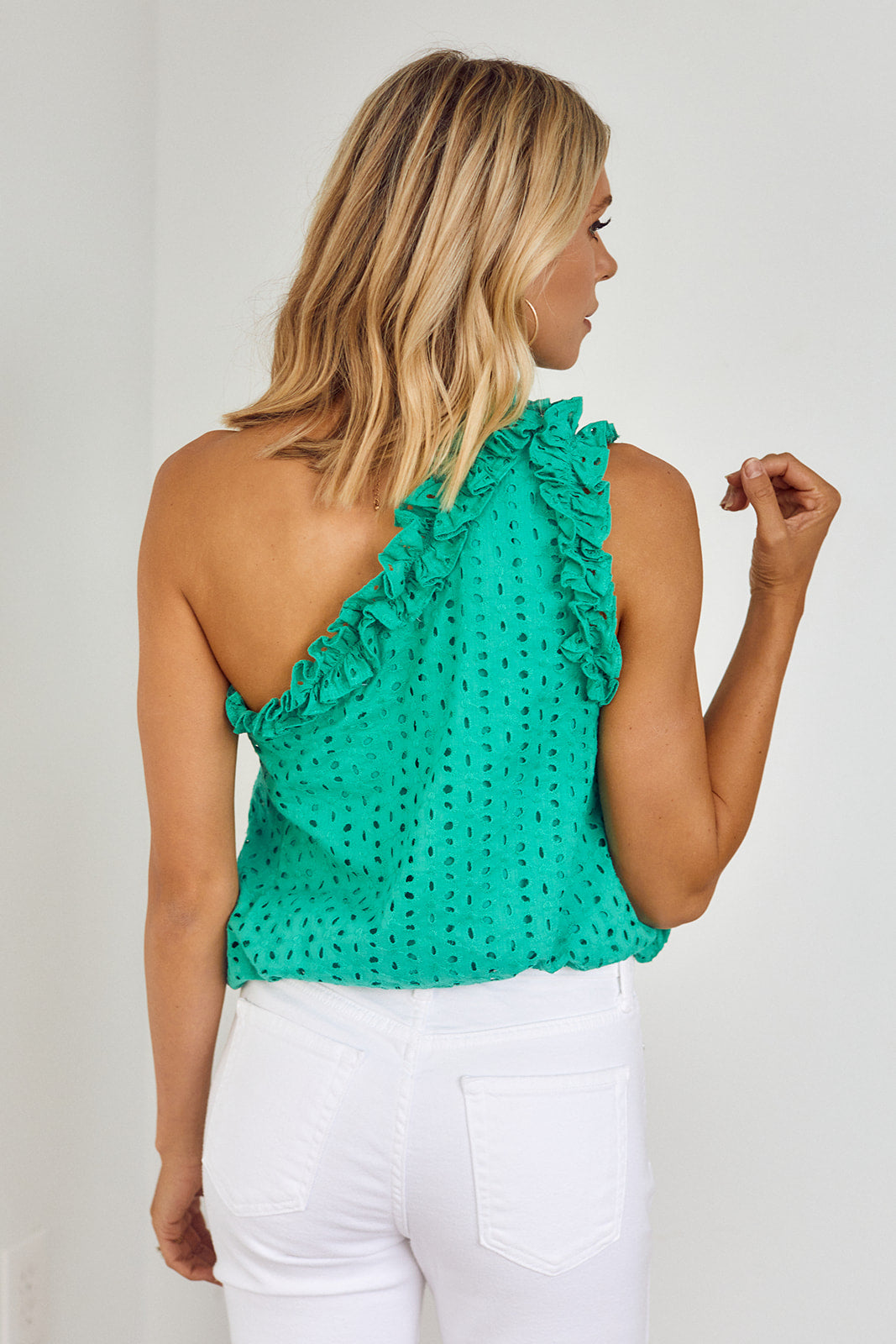 Corinna One Shoulder Eyelet Blouse - fab'rik