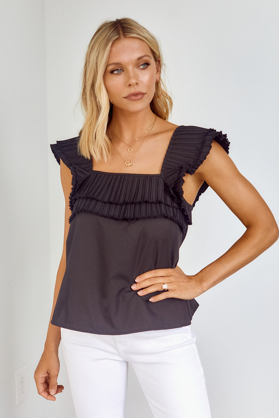 SALE - Melina Ruffled Trim Top - fab'rik