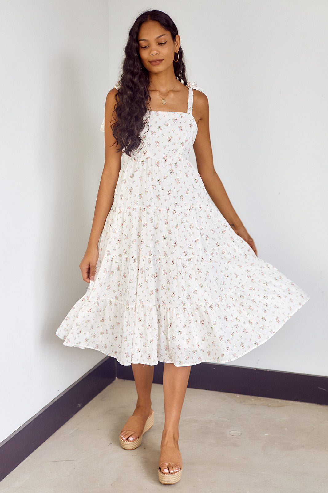 SALE - Lia Tiered Floral Midi Dress - fab'rik
