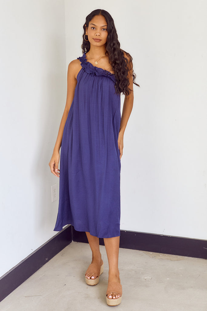 SALE - Carambie Ruffled One Shoulder Maxi Dress - fab'rik