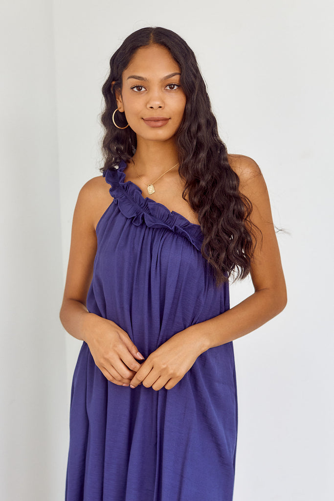 SALE - Carambie Ruffled One Shoulder Maxi Dress - fab'rik