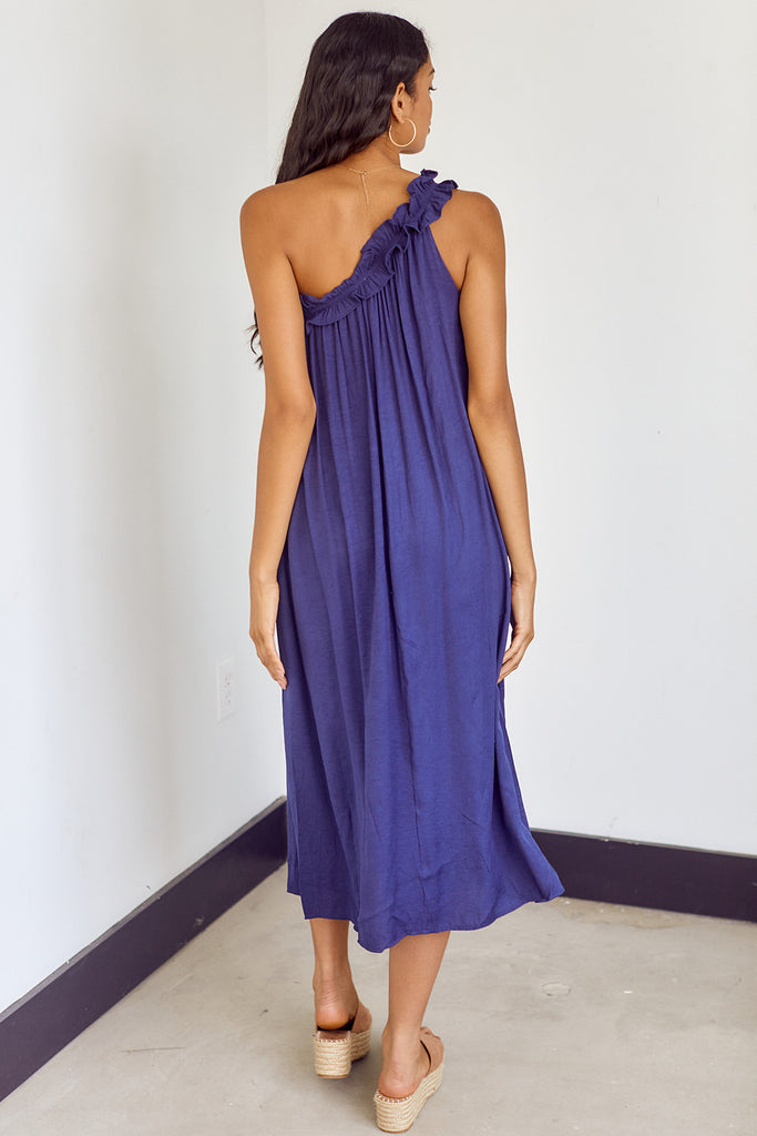 SALE - Carambie Ruffled One Shoulder Maxi Dress - fab'rik
