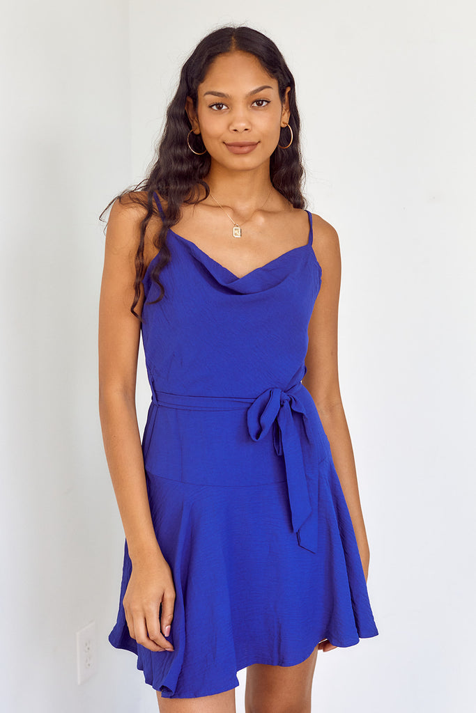 SALE - Fina Cowl Neck Tie Waist Dress - fab'rik