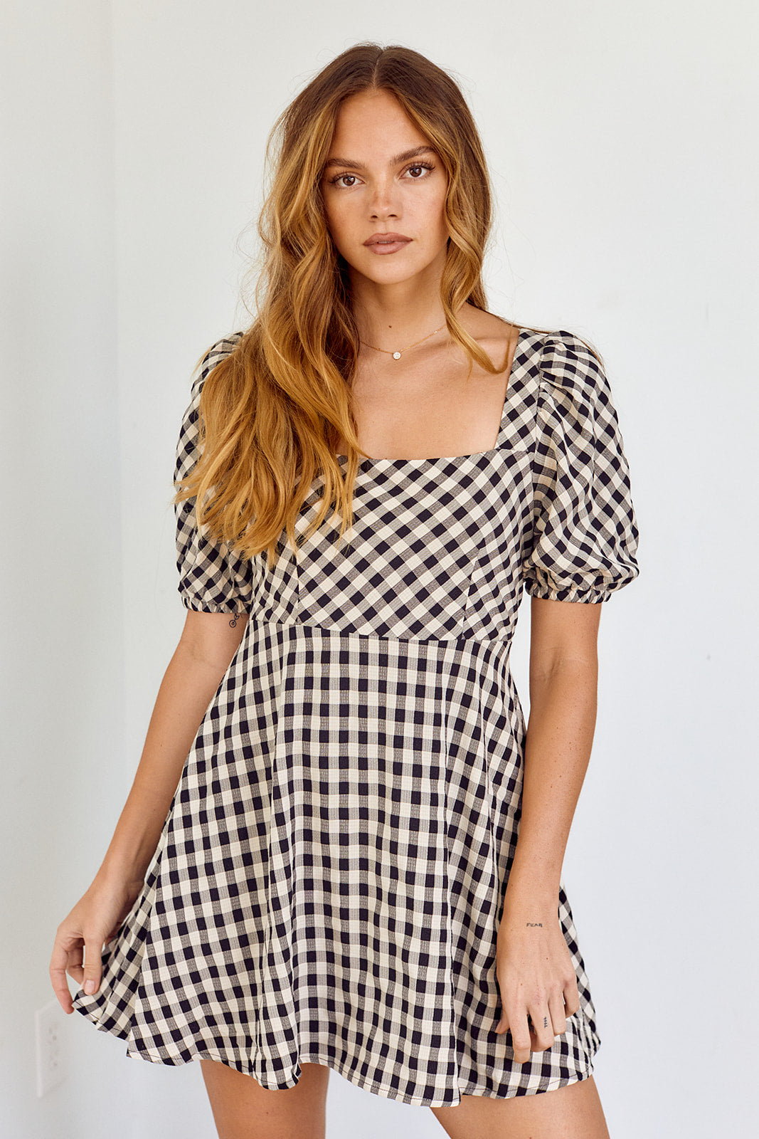 Scout Gingham Tie Back Mini Dress - fab'rik