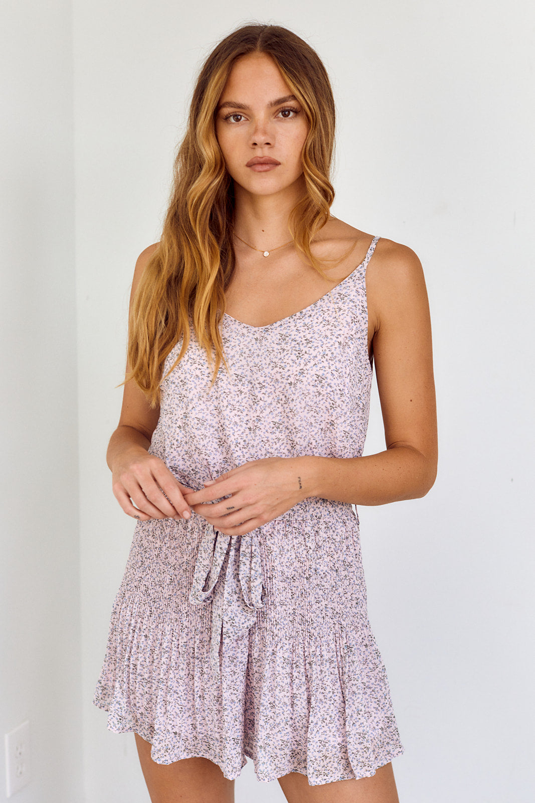 SALE - Regina Floral Tie Waist Romper - fab'rik